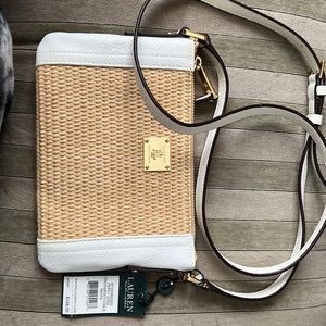 Ralph Lauren White/Tan Crossbody bag w/adjustable strap